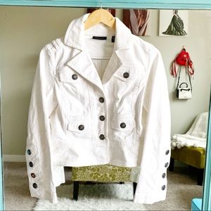 Ideology Anthropologie White Cropped Denim Jacket